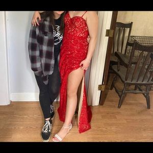 Beautiful red prom dress. Size 6 from David’s bridal